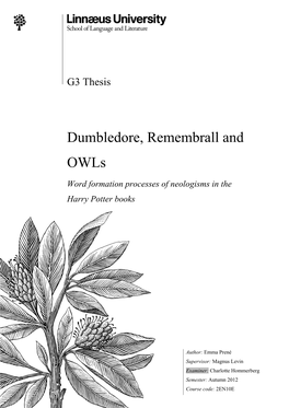 Word Formation Processes of Neologisms in the Harry Potter Books