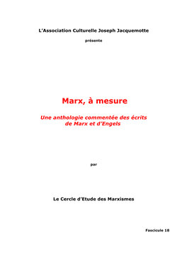 Marx, À Mesure