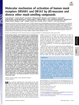 Molecular Mechanism of Activation of Human Musk Receptors OR5AN1 and OR1A1 by (R)-Muscone and Diverse Other Musk-Smelling Compounds