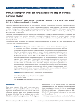 Immunotherapy in Small Cell Lung Cancer: One Step at a Time: a Narrative Review