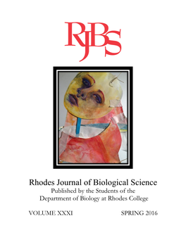 Rhodes Journal of Biological Science Published by the Students of the Department of Biology at Rhodes College