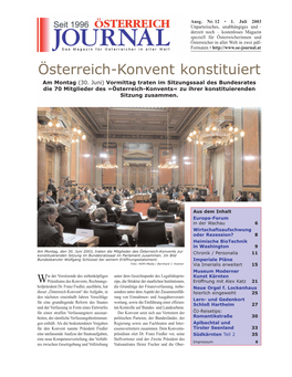 Österreich-Konvent Konstituiert Am Montag (30