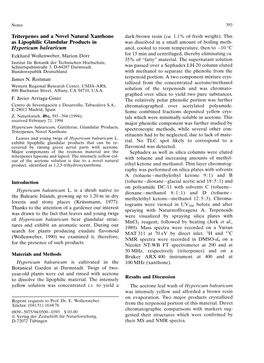 Hypericum Balearicum Anol, Cooled to Room Temperature, Then to -10 °C Eckhard Wollenweber, Marion Dörr for 15 Min and Centrifuged, Thereby Eliminating Ca