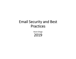 Email Security and Best Practices 2019