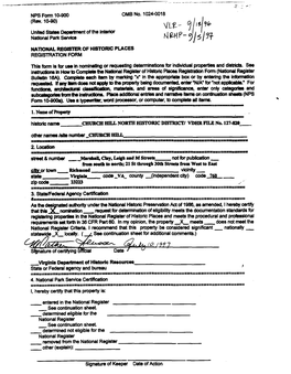 The Registration Form from the Church Hill North Application to the National Register of Historic Places
