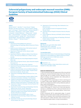 Colorectal Polypectomy and Endoscopic Mucosal Resection (EMR): European Society of Gastrointestinal Endoscopy (ESGE) Clinical Guideline