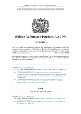 Welfare Reform and Pensions Act 1999