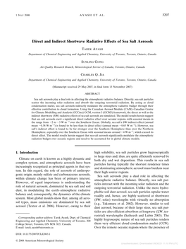 Direct and Indirect Shortwave Radiative Effects of Sea Salt Aerosols