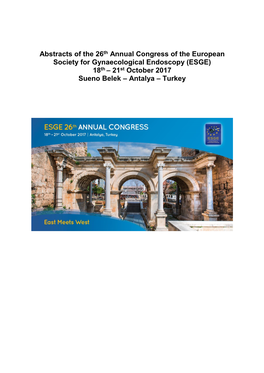 26Th Annual ESGE Congress Antalya 2017