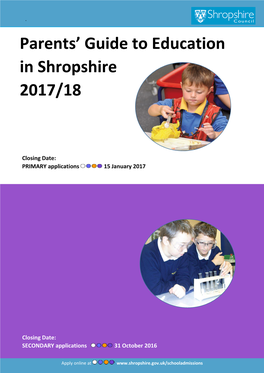 Parents' Guide to Education in Shropshire 2017/18