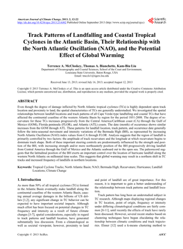 Track Patterns of Landfalling and Coastal Tropical Cyclones in The