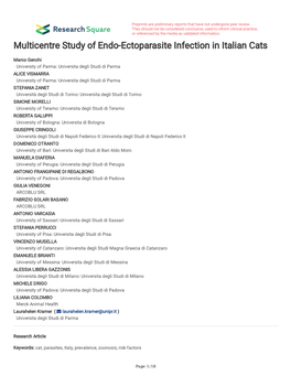 Multicentre Study of Endo-Ectoparasite Infection in Italian Cats