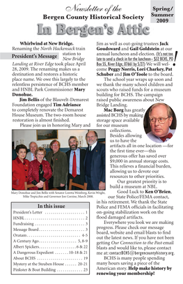 Newsletter of the Spring/ Bergen County Historical Society Summer 2009