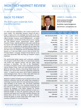 MONTHLY MARKET REVIEW October 1, 2019