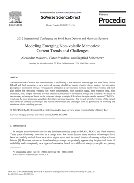 Modeling Emerging Non-Volatile Memories: Current Trends and Challenges