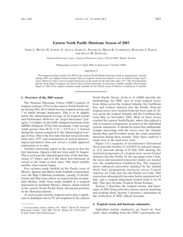 Eastern North Pacific Hurricane Season of 2003