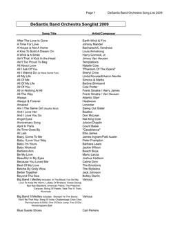 Desantis Band Orchestra Songlist 2009