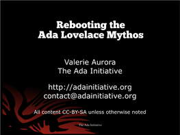 Rebooting the Ada Lovelace Mythos
