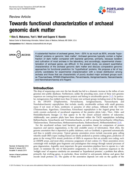 Towards Functional Characterization of Archaeal Genomic Dark Matter