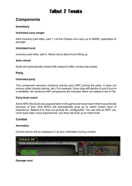 Fallout 2 Tweaks Components