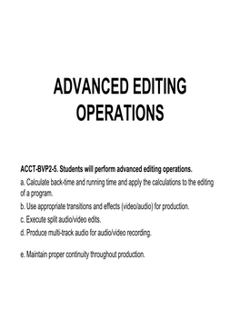 Advanced Editing Operations