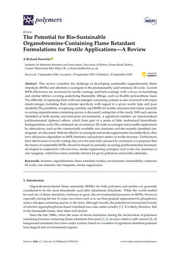 The Potential for Bio-Sustainable Organobromine-Containing Flame Retardant Formulations for Textile Applications—A Review