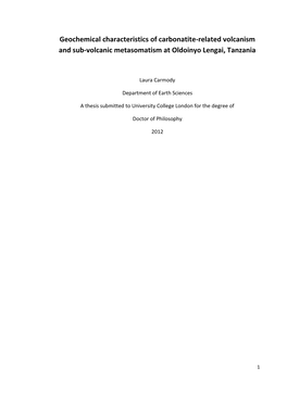 Geochemical Characteristics of Carbonatite-Related Volcanism and Sub-Volcanic Metasomatism at Oldoinyo Lengai, Tanzania