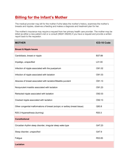 Billing for the Infant's Mother