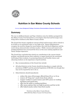 Nutrition in San Mateo County Schools