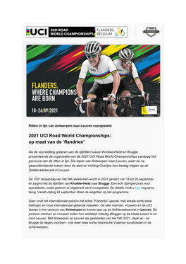 2021 UCI Road World Championships: Op Maat Van De 'Flandrien'