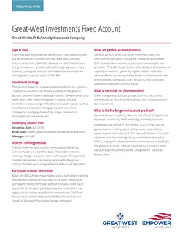 Great-West Investments Fixed Account Great-West Life & Annuity Insurance Company