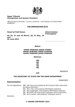 Upper Tribunal (Immigration and Asylum Chamber)