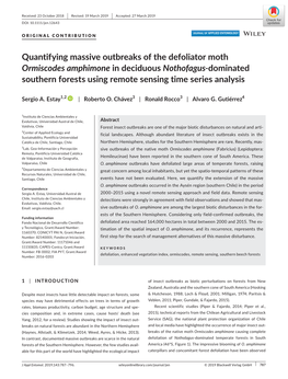 Quantifying Massive Outbreaks of the Defoliator Moth Ormiscodes Amphimone in Deciduous Nothofagus‐Dominated Southern Forests Using Remote Sensing Time Series Analysis