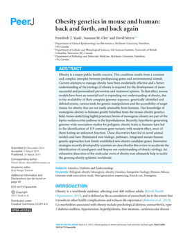 Obesity Genetics in Mouse and Human: Back and Forth, and Back Again