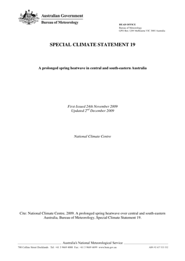 Special Climate Statement 19
