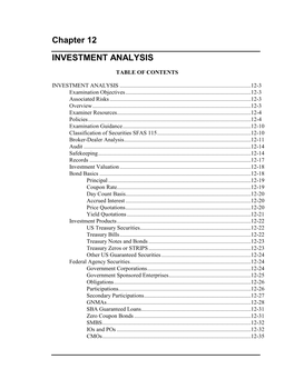 Chapter 12 Investment Analysis