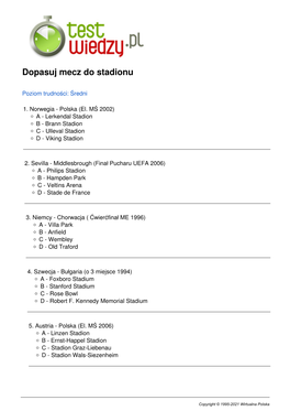 Dopasuj Mecz Do Stadionu