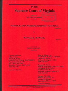 NORFOLK and WESTERN RAILWAY Col\1PANY, RONALD L. BOWLES