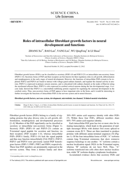 SCIENCE CHINA Roles of Intracellular Fibroblast Growth