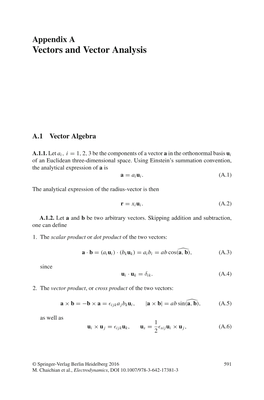 Vectors and Vector Analysis