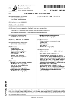 Process for the Preparation of a Liquid Detergent Composition