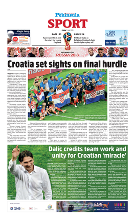 Croatia Set Sights on Final Hurdle