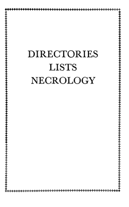 DIRECTORIES LISTS NECROLOGY List of Abbreviations