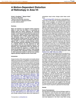 A Motion-Dependent Distortion of Retinotopy in Area V4