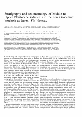 Stratigraphy and Sedimentology of Middle to Upper Pleistocene Sediments in the New Grødeland Borehole at Jæren, SW Norway