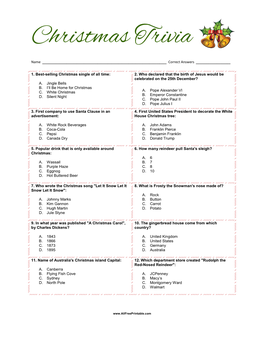 Free Printable Christmas Trivia