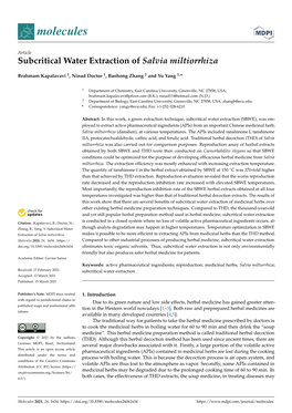 Subcritical Water Extraction of Salvia Miltiorrhiza