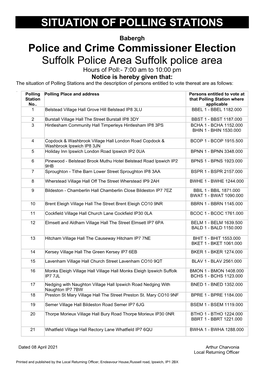 Situation of Polling Stations Notice