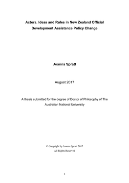 Actors, Ideas and Rules in New Zealand Official Development Assistance Policy Change