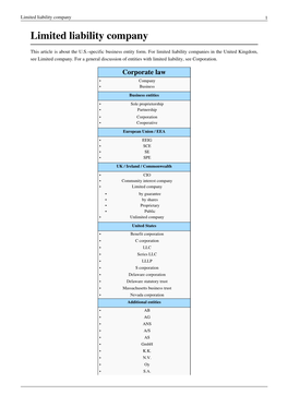 Limited Liability Company 1 Limited Liability Company